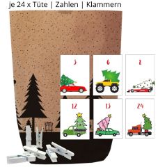 Adventskalender Set X-MAS WALD BAUMTRANSPORT