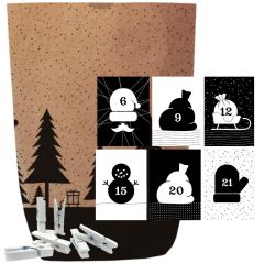 Adventskalender Set X-MAS WALD BLACK & WHITE