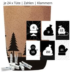 Adventskalender Set X-MAS WALD BLACK & WHITE