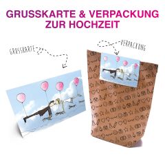 Grußkarte + Geschenktüte zur Hochzeit JA!