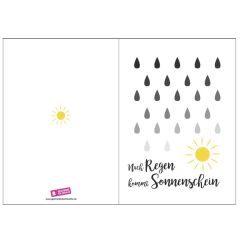 Personalisierbare Grußkarte NACH REGEN KOMMT SONNENSCHEIN